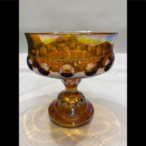 Vintage Marigold carnival glass pedestal candy nut dish